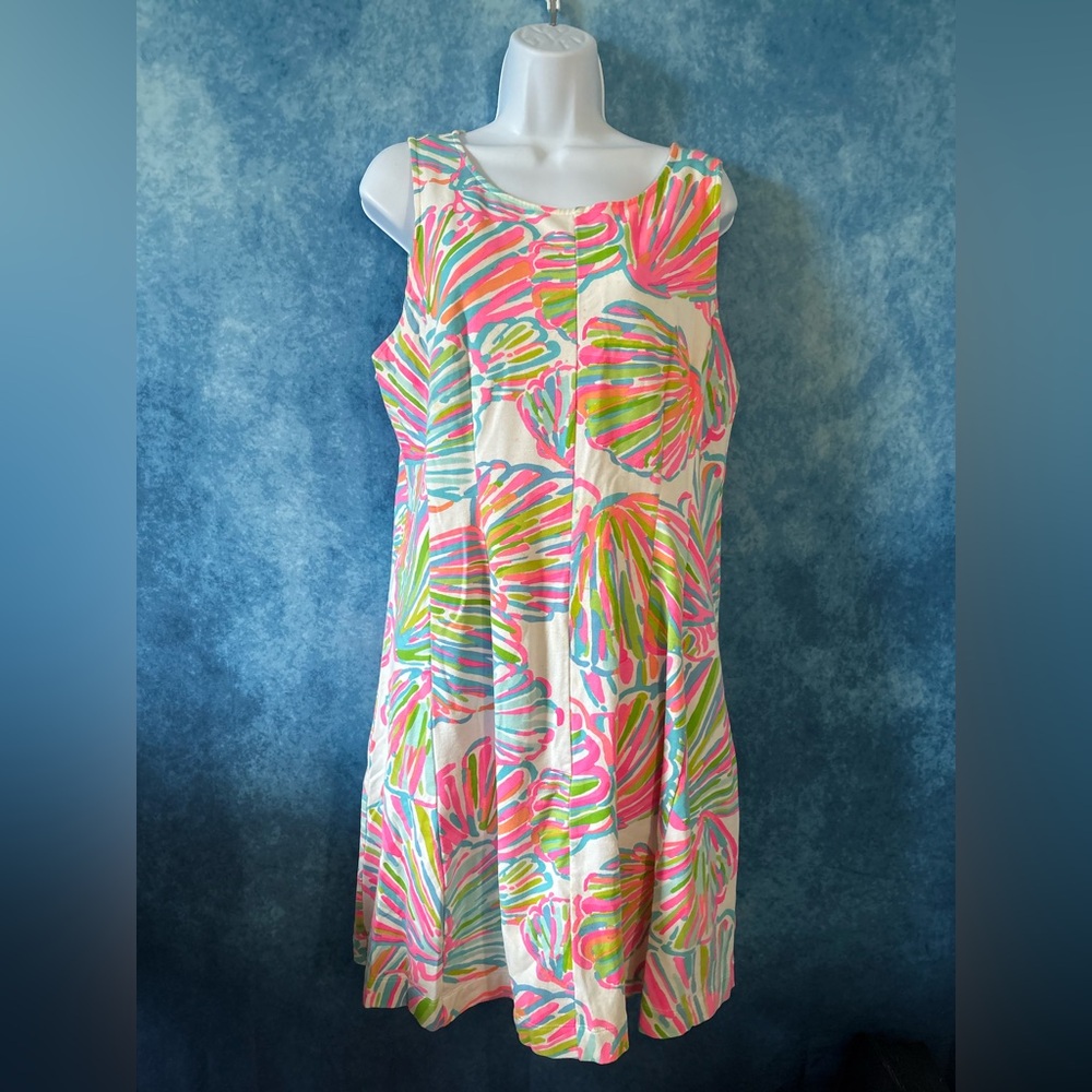 Lilly Pulitzer sleeveless Tropical Print Shift Dress in Neon Pink & Lime